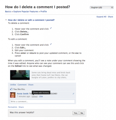 Die Facebook-Anleitung zum Bearbeiten eines Kommentars